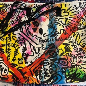 **UNIQUE** Hand-painted tote bag by artist Carlos Falchi